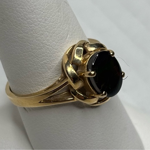 KORITE 14K Yellow Gold Ammolite Statement Ring Size 8 - Picture 3 of 7